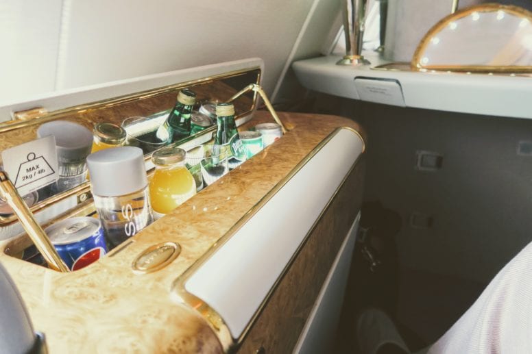 emirates a380 first class suite drinks