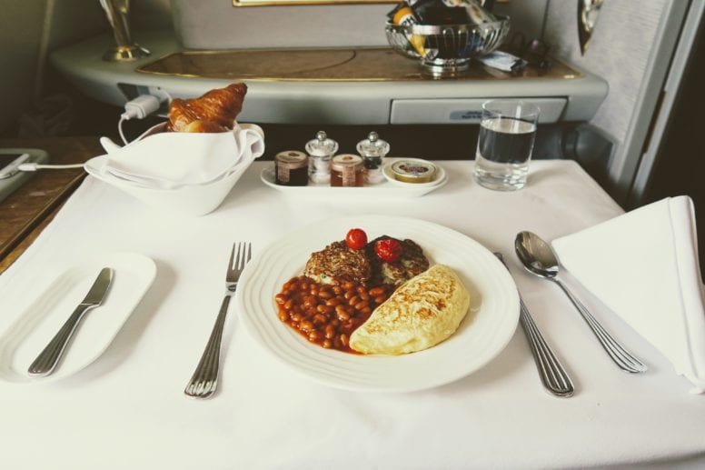 emirates first class dining breakfast